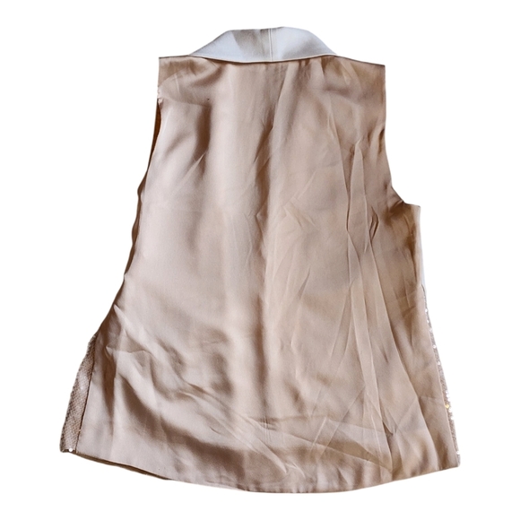 Miarte White Wrap Top with Sequin Accents Size 4 Sleeveless Satin Tie Blouse - Picture 6 of 8